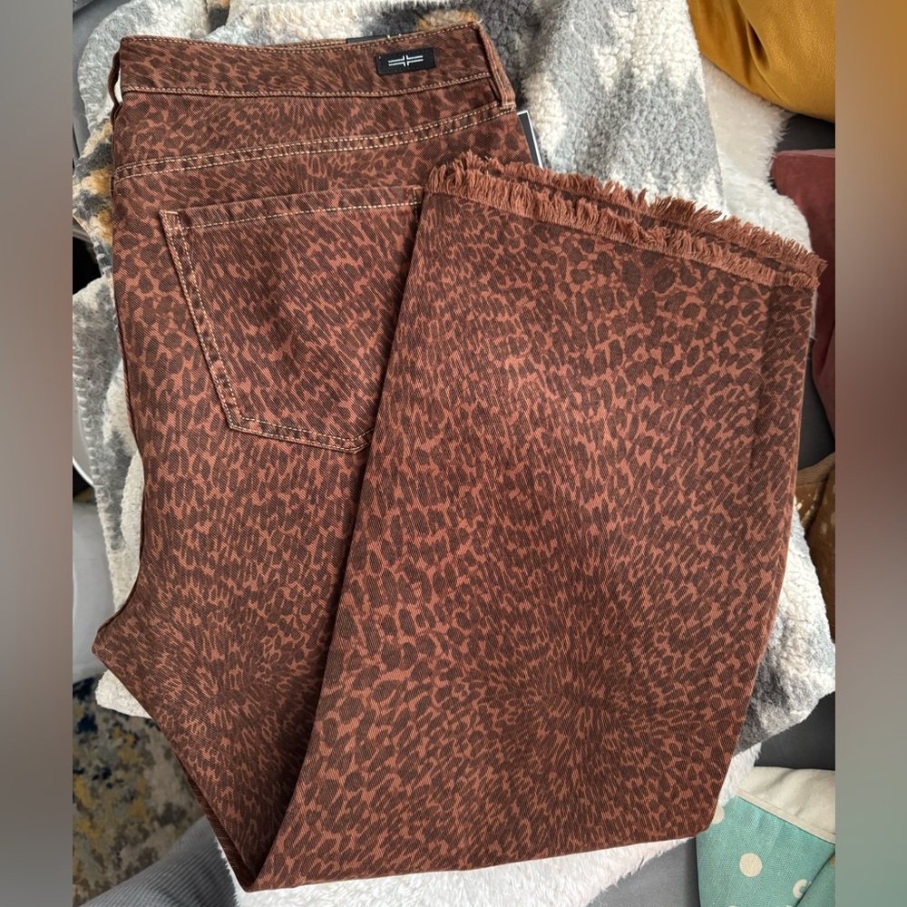 Liverpool Los Angeles Hannah Crop Flare Jeans – Brown Leopard Print (Size 16/33)